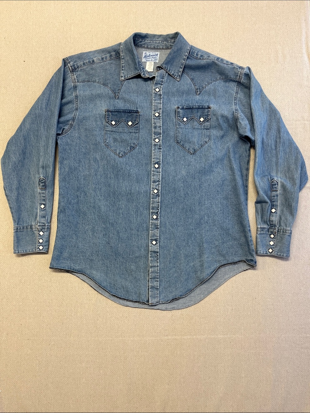 Rockmount Ranch Wear Denim Western Snap Shirt Men’s Large Made USA Vintage